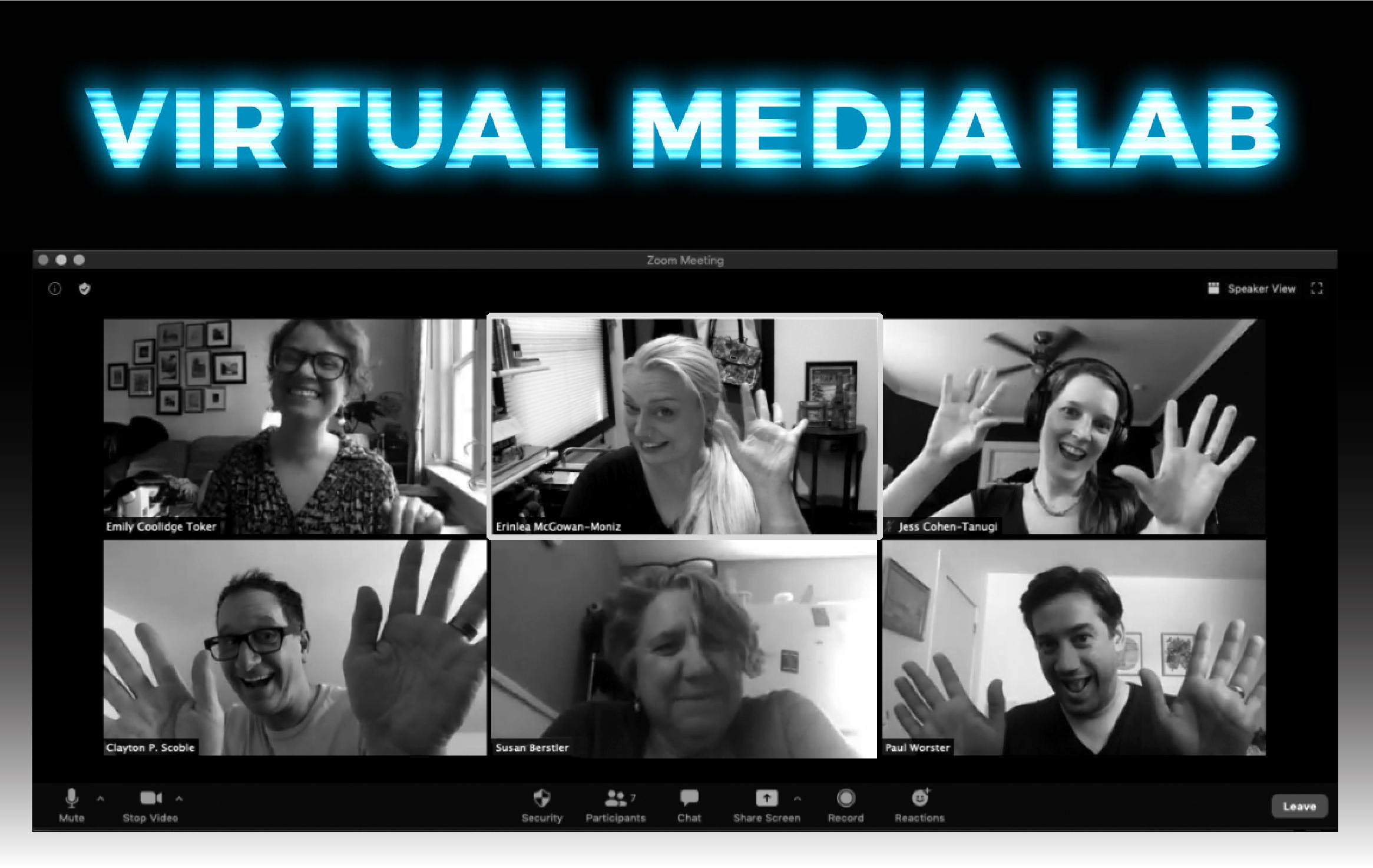 Virtual Media Lab staff Zoom meeting screenshot .
